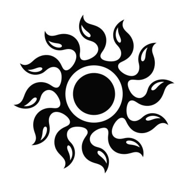 Soyut güneş vektörü süslemeli yaprak taçyaprakları süsleme tasarım çizimi.