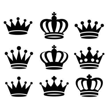Kraliyet sembolü sanat tasarım elementinin taç siluetini ayarla.