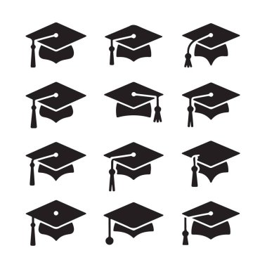 Mortarboard, mezuniyet şapkası ikonu, mezuniyet konsepti, tören.