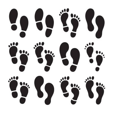 İzleme veya tanımlama için insan ayak izi simgesi koleksiyonu