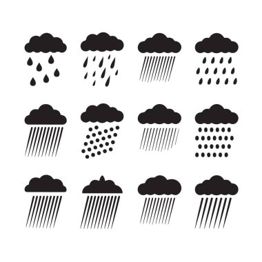 Hava elementleri bulut ve yağmur tasarımı. Hafif sağanak sağanak yağmur.