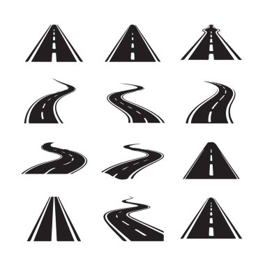 Yol silueti konsepti vektör illüstrasyon yol seyahati.