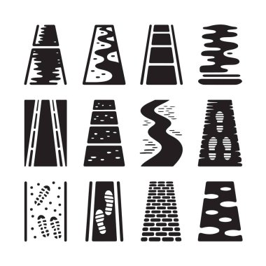 Yol vektör simgeleri ayarlandı. Yol ve yolculuk doğa yolu.
