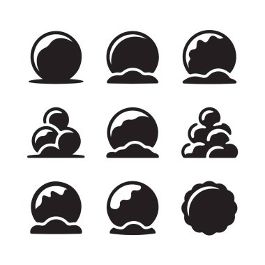 Siyah kar küresi siluetleri hazır. Şeffaf arka plan. Kış tatili projesi.