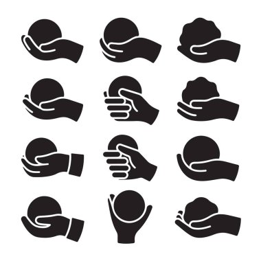 El ele tutuşan küre, taş. Elinde küre, elinde taş. Basit biçim