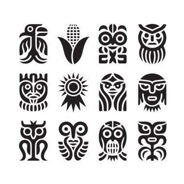 Kabile polinezyası etnik dekorasyonu. Doğal desen retro süsleme vektörü.