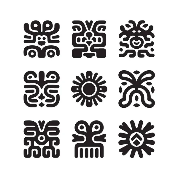 Maya Aztek kabilesi sanatı. Totem desenli geometrik süsleme vektör tasarımı.