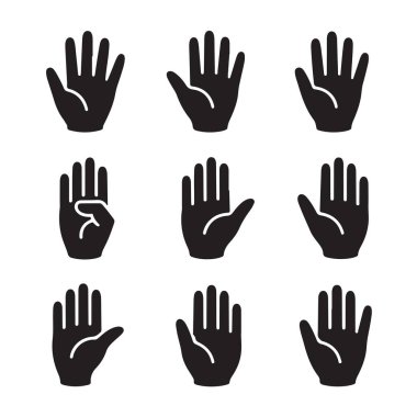 Koleksiyon el işaretleri. İletişim siluet biçimi.