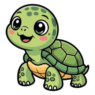 Çizgi film kaplumbağası. Mutlu sevimli ifade. Arkadaş canlısı gözler vektör tasarımı.
