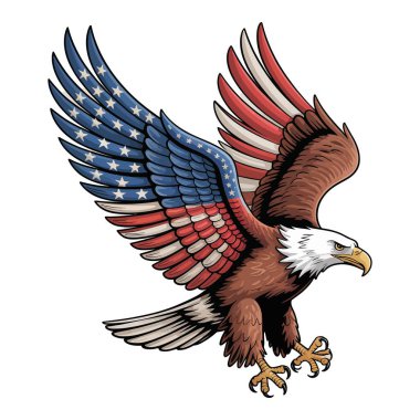 Amerikan Kel Kartalı Vatanseverlik Özgürlüğü 4 Temmuz bayrağı.