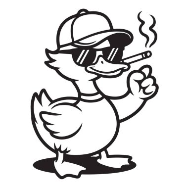 Şehir tarzı mizahı ve modern grafiği olan havalı ördek çizgi film karakteri