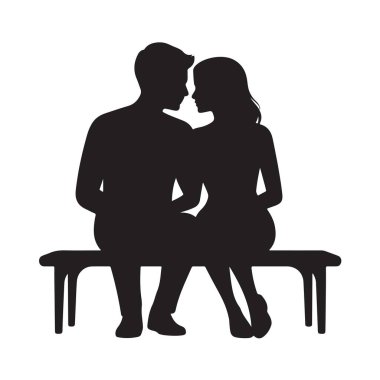 Sevecen bir çift. Vektör çizimi. Mahrem bir an. Aşkı paylaşmak.