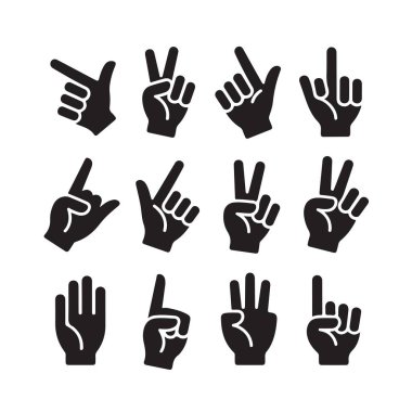 El işaretleri, el işaretleri. İnsan parmağı barış ve sayım.