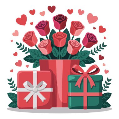 Sevgililer günü hediyesi, güller, kalpler kutlamayı sever..