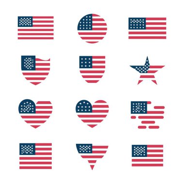 Amerikan bayrağı koleksiyonu çeşitli şekillerde vatanseverlik tasarlar..