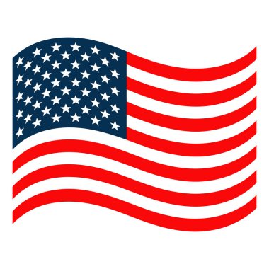 Beyaz arka planda yıldızlar ve çizgiler sallanan Amerikan bayrağı