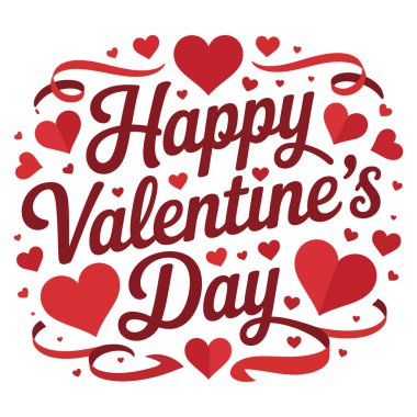 Kırmızı kalpler ve kurdelelerle Sevgililer Gününüz kutlu olsun.