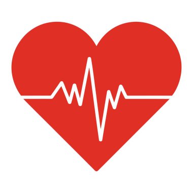 Kalp atışı çizgisi kırmızı kalp şekli vektörünü kesiyor