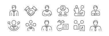 Ana hatlar vektör simgeleri bireysel profesyonel roller iş ortaklığı takım organizasyonu insan kaynakları kurumsal belgeler işleme