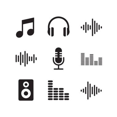 Müzik ses simgeleri ses dalgası mikrofon hoparlörü