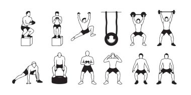 Ağırlık çalışma simgeleri kutucuk atlama halterlerini gösterir halterleri kaldırır