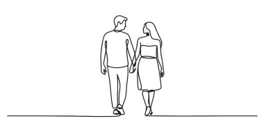 Minimalist aralıksız sanat çifti el ele yürüyorlar.