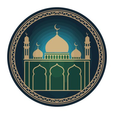 İslami mimari cami tasarımı amblem dini yapı afişini süsledi