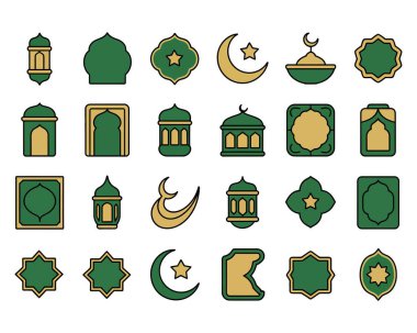 Cami feneri ve ayı olan Ramazan kareem ikonu koleksiyonu