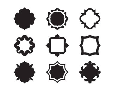 Süslü çerçeveler, siyah dekoratif sınırlar, klasik tasarımlar. Eşsiz çerçeve şekilleri kümesi.