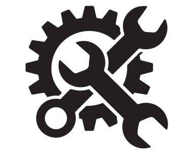 Servis araçları simgesi anahtarlar ve vites mühendisliği tamir mekanizması sembolü