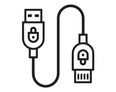 Şifrelenmiş usb kablo simgesi veri güvenliği çizelgesi