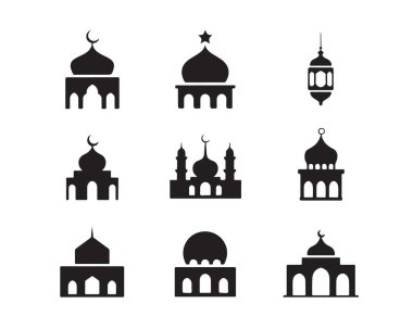 İslami cami ve fener silueti koleksiyonu şeffaf arkaplan, dini binalar, şenlikli süslemeler, kutsal ay