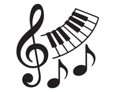 Tiz tuşlu müzik notaları; piyano klavyesi; müzik eğitimi; performans temaları; eğlence tasarımı