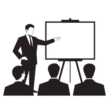 İş eğitimi, sunum veya konferans konsepti; çalışanlara yönetici açıklaması