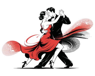 Profesyonel dansçılar romantik Latince tango yaparlar.