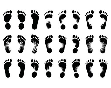 İnsan ayak izleri seti, çıplak ayak izi, iz, grafik tasarım ögesi