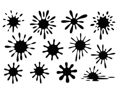 Dökme damla grunge leke sıvı leke sembolleri ayarla