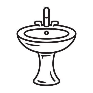 Lavabo lavabosu ikonu yıkama leğen taşı musluk hattı sanatı