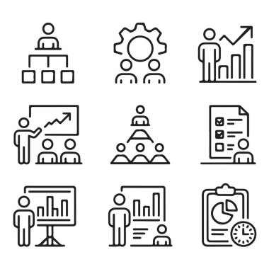 Profesyonel ofis takım çalışması ve liderlik doğrusal simgeleri paketlendi