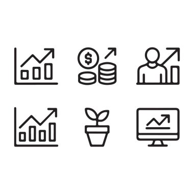İş büyüme ikonu ayarlandı. Raporlar, grafikler, sunumlar ve istatistikler için satır simgeleri.
