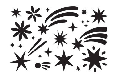 Çeşitli yıldızlar kuyrukluyıldızları şekillendirir ve sihirli veya uzay dekorasyon elementleri için çiçek patlamaları yaratır