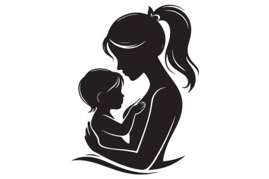 Anne şeffaf arka planda bebek siluetine sarılıyor anne sevgisi aile mutlu ebeveynlik sembolü.