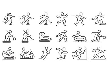 Kayak kızağı snowboard ve buz hokeyi kış sporları koleksiyonu