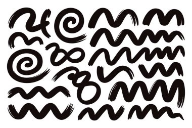 Siyah mürekkep fırçası darbeleri koleksiyon dağınık boya çizgisi vektörü