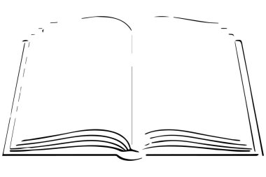 Hikaye anlatma kütüphanesi için boş kağıt sayfalarını gösteren siyah-beyaz satır sanatı. Eğitim konsepti okulu öğrencilerinin ders kitabı günlük defteri geçmişi.