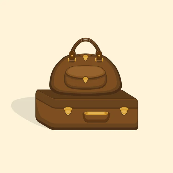 Reizen tassen koffers met schaduw. — Stockvector