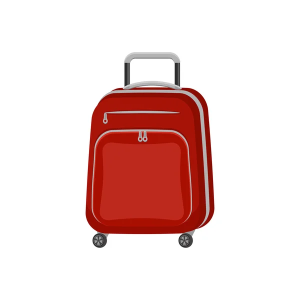 Red travel bag suitcase on isolated white background. — Stock Vector