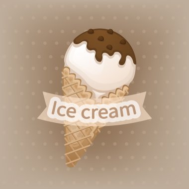 Vanilyalı dondurma çikolatalı topping gözleme koni ile. 