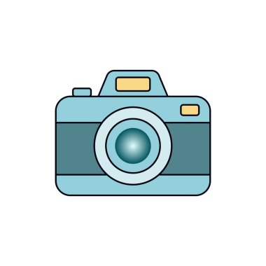 Kamera simgesi. Düz stil. kamera simgesi vektör illüstrasyonu