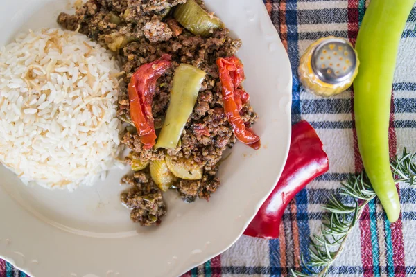 Minced meat zucchini with rice. — Stock Photo, Image